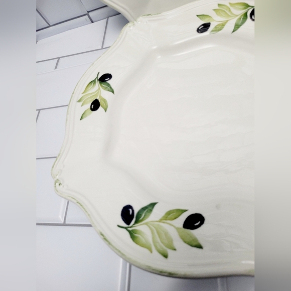 FARVAL Made in Portugal Lot of 4 Hand Painted Ceramic Dinner Plates Theme Olive - Picture 6 of 6